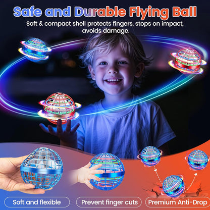 Flying Orb Ball Toy, 2026 Upgrade Hand Controlled Hover Ball with LED Lights,360° Rotating Boomerang Globe Cool Mini Drone, Ideal Birthday&Christmas Gift for Boys Girls-Blue & Purple