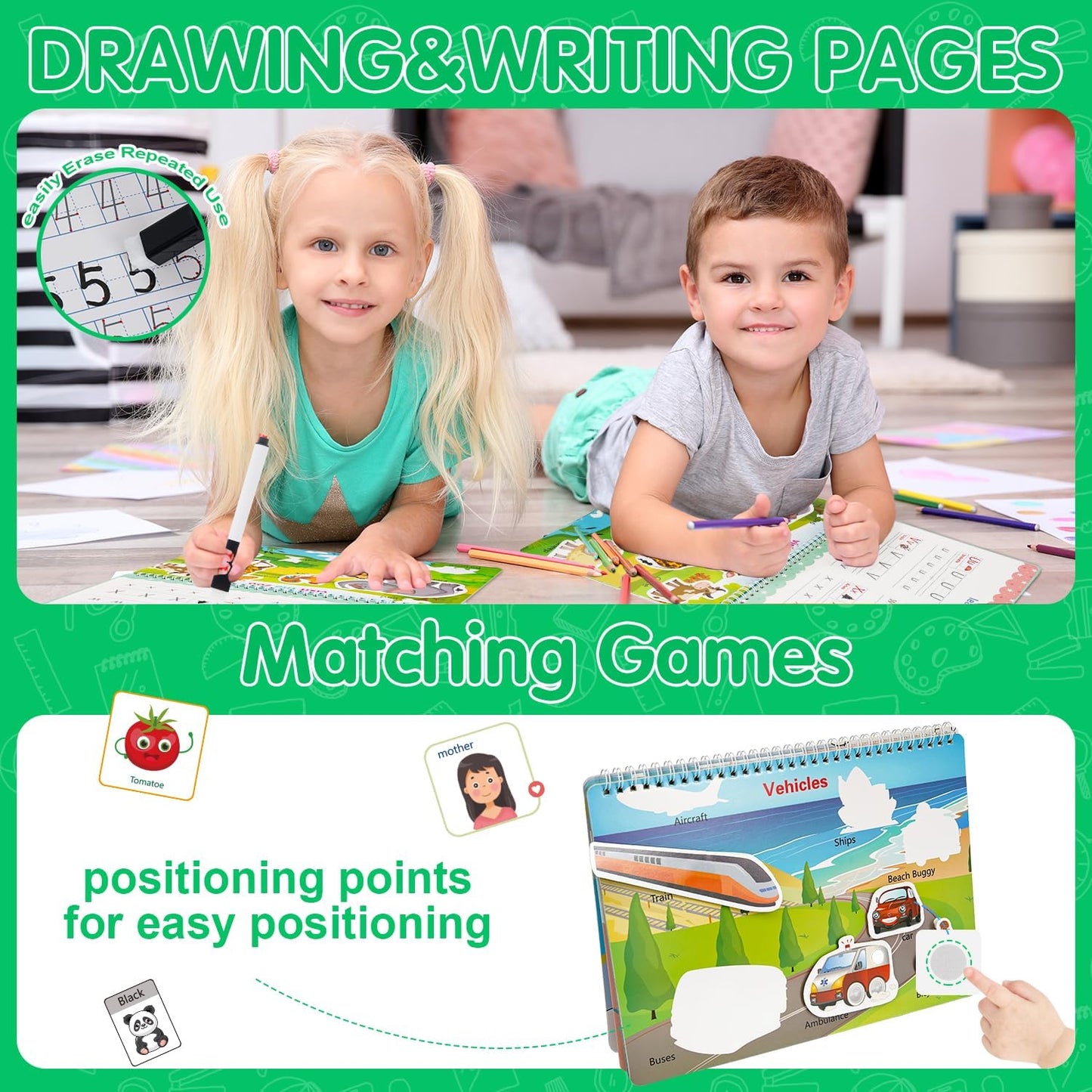 NASHRIO Montessori 24 Themes Busy Book for Toddlers 3-5, Engaging Preschool Learning Activities for Home School Travel – Educational Toy for 3-6 Year Old Boys & Girls