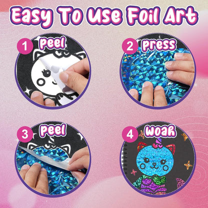 Foil Craft Bugs Butterfly DIY Art Fun Kits Set, No Mess Creative Foil Art Drawing Game for Kids, Birthday Gifts Crafts Supplies Travel Toys for Girls Boys Ages 4-9