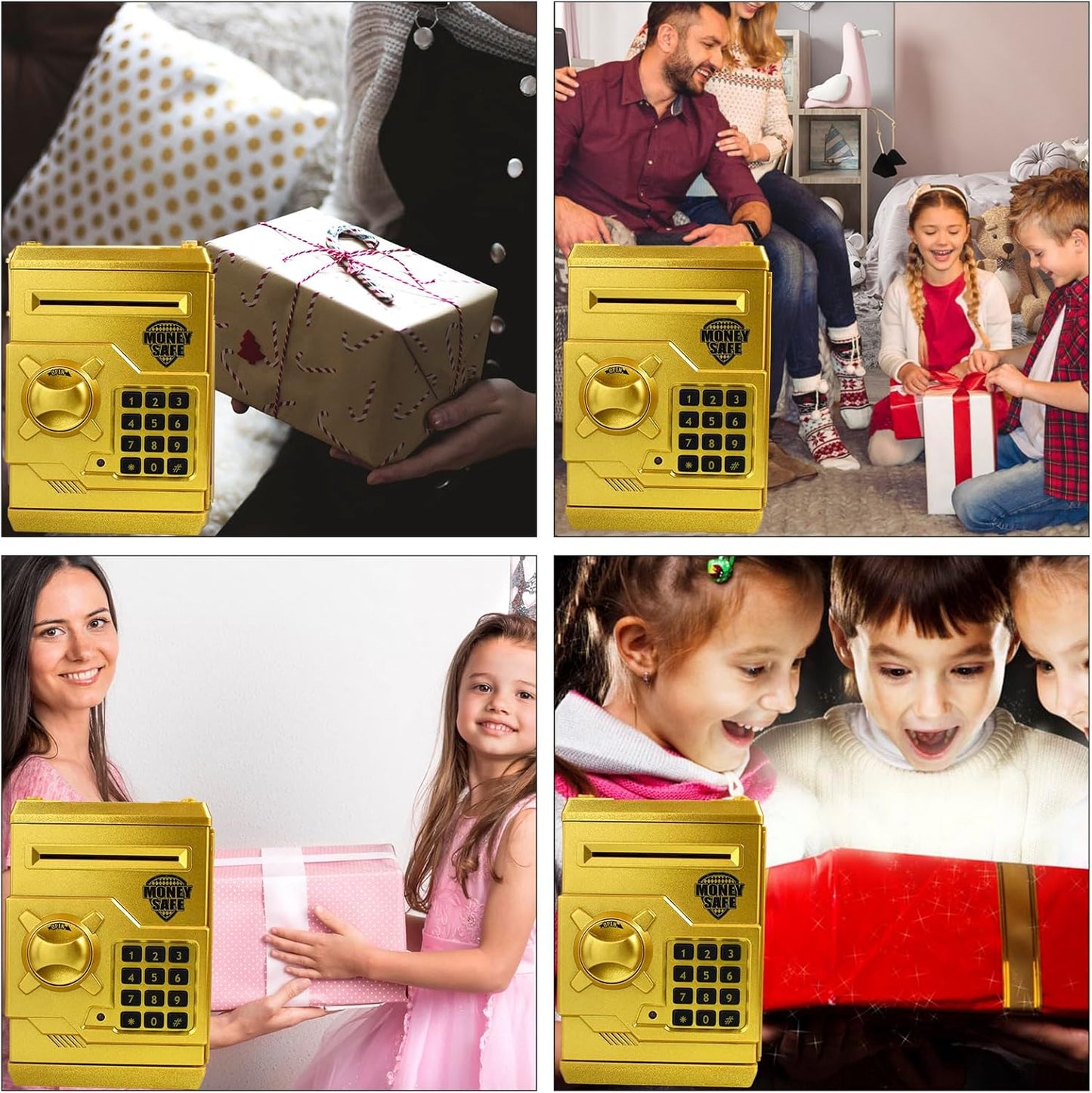 Mini ATM Piggy Bank ATM Machine Best Gift for Kids,Electronic Code Piggy Bank Money Counter Safe Box Coin Bank for Boys Girls Password Lock Case (Rose Gold)