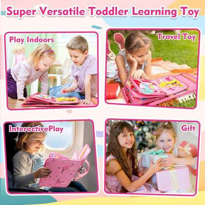 Teensymic Montessori Busy Board for Toddlers Ages 3+ – Portable Travel Quiet Book for Fine Motor Skills, Practical Life & Cognitive Learning, for Boys & Girls