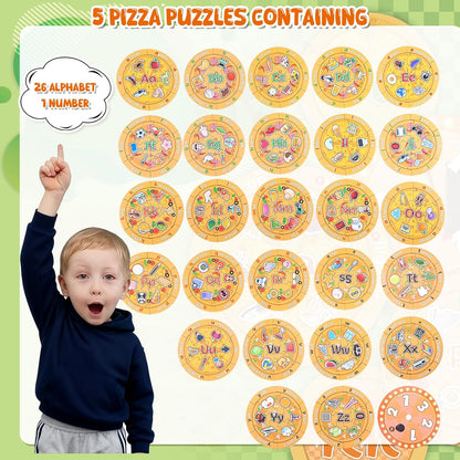 Alphabet Pizza Puzzles, 156 Common Sight Words 1 Number Puzzle, Learning Phonics Games, ABC Learning Puzzles for Kids Aged 3-5 Kindergarten Preschool Education Boys Girls Gifts