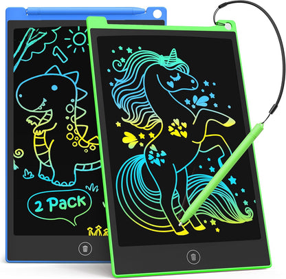 TECJOE 2 Pack LCD Writing Tablet, 8.5 Inch Colorful Doodle Board Drawing Tablet for Kids, Kids Travel Games Activity Learning Toys Birthday Gifts for 3 4 5 6 Year Old Boys and Girls Toddlers