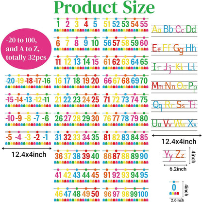 32Pcs A to Z Alphabet and -20-100 Number Cards Boho Bulletin Board Under The Sea Ocean Summer Sunflower Bee Theme Classroom Decorations Math Posters for Wall School Teacher Supplies (Sea Number)