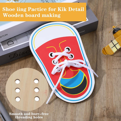Nogeqi Shoe Tie Practice for Kids, Wooden Tying Shoes Practice for Kids, How to Tie Your Shoes Learn to Threading Lacing Shoe Training, Kindergarten Early Educational Toy