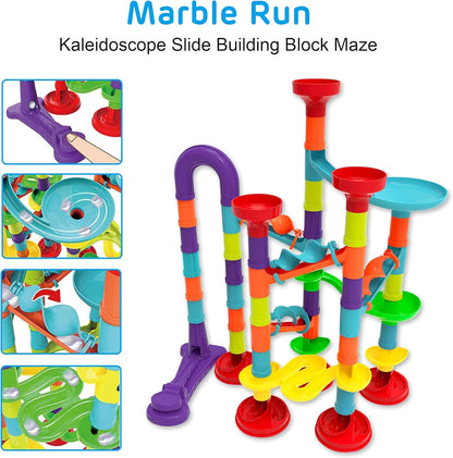 Marble Run Set Building Blocks Glass Marbles for Kids Ages 4-8 Girls Boys Toys STEM Maze Educational Race Game Birthday Gifts