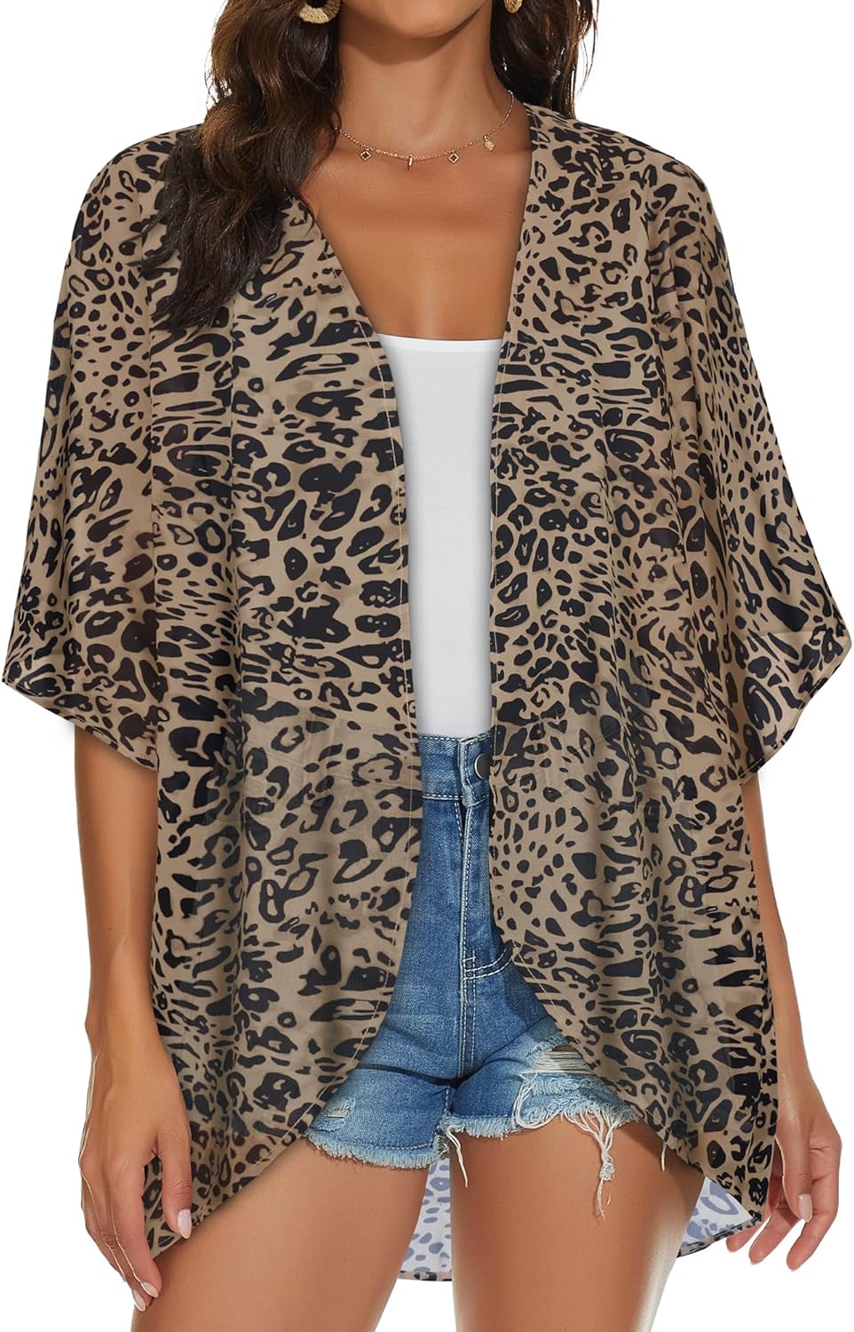 Womens Kimono Cardigans Beach Cover ups Swimwear Puff Sleeve Loose Casual Summer Tops 2026