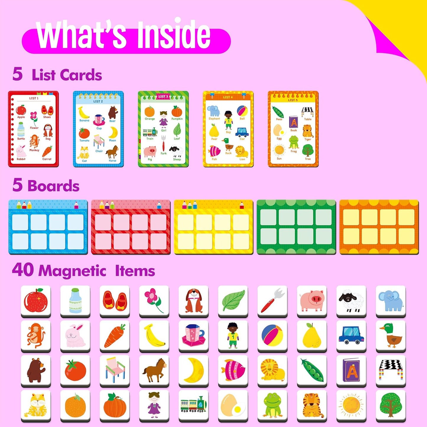 Magnetic Shopping List Game, Funny Spanish Groceries Matching Memory Game, Race to Collect Your Items Educational Toy for Boys & Girls at Home