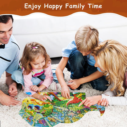 Dinosaur Puzzles for Kids Ages 6-8 Years Old 295 Piece Jigsaw Puzzles Unique Animal Shape Floor Puzzle Ages 8-10 Learning Educational Toys Birthday Gift for Boys Girls Ages 10-12