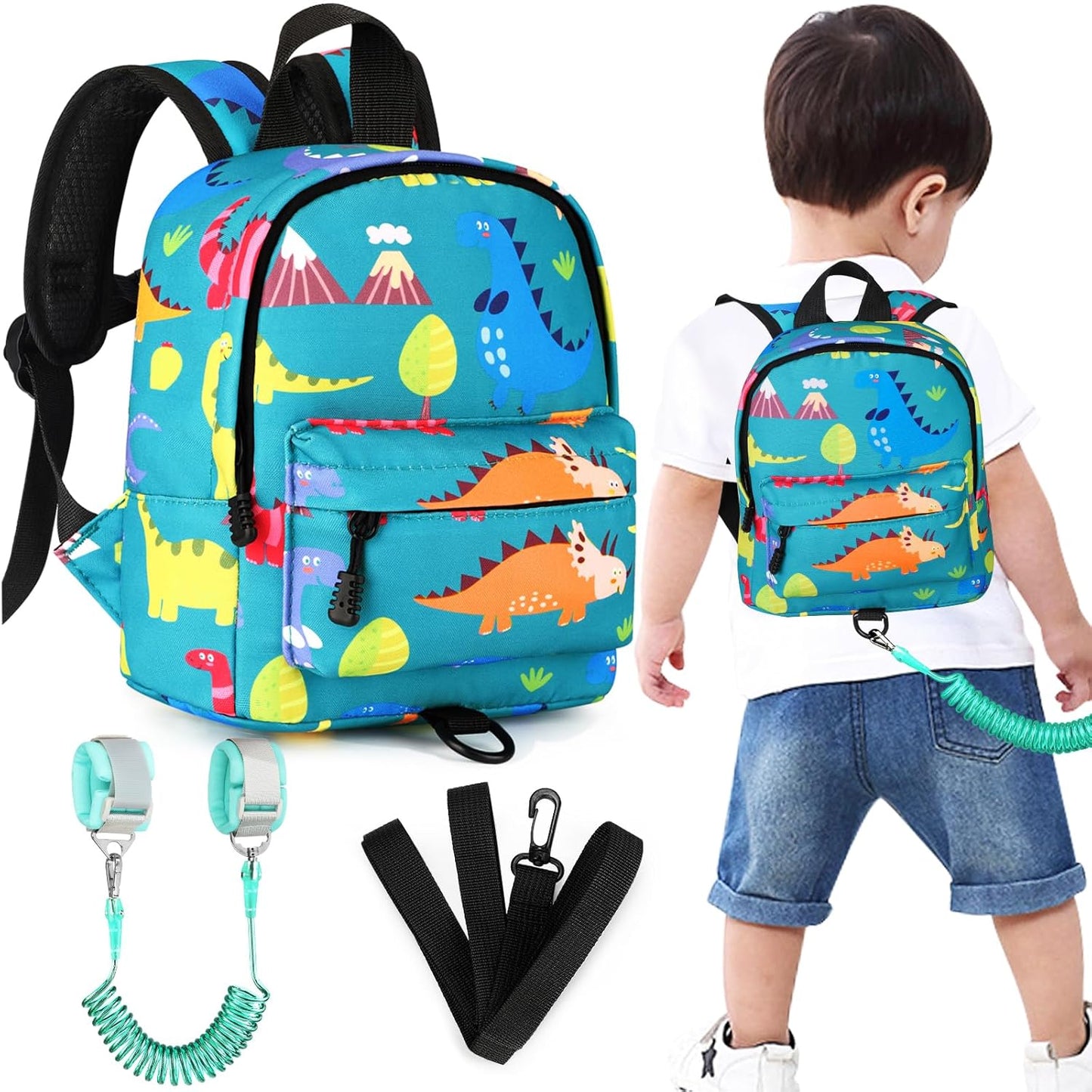Accmor Toddler Backpack Leash with Anti Lost Wrist Link, Cute Mini Child Walking Harnesses Keep Kids Close Back Pack Rope Tether Rein for Baby Boys (Pink/Unicorn)