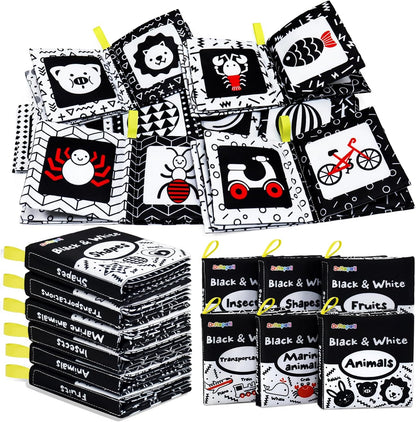 Dr.Rapeti Soft Cloth Books Baby Books Bath Books 6-Pack for Baby Infant Toddler Kids Crinkle Squeaky Washable Chewable Non-Toxic Early Educational Giftable