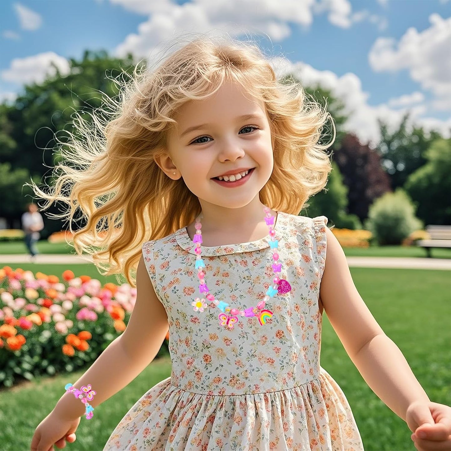 PinkSheep Toddler Jewelry Kids Necklace Choker and Bracelet 3 Pack 9pcs, Little Girls Jewelry In Box, Flower Girl Gift Kids Girls Accessories