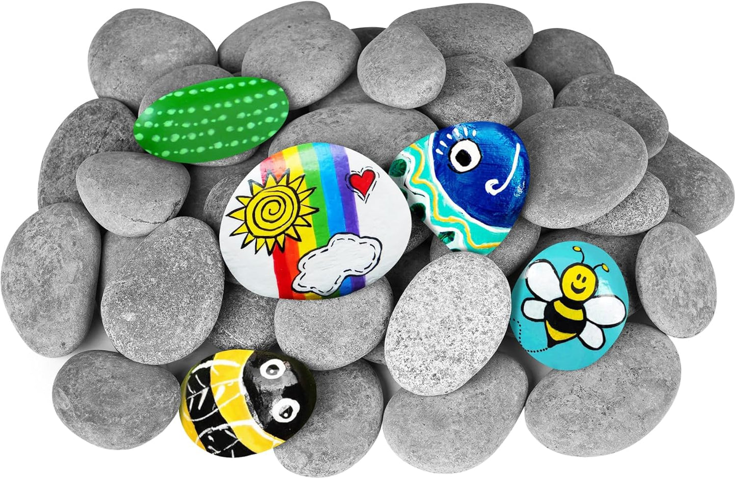 River Rocks for Painting 45 Pcs Large 2-3 Inch Flat Smooth Painting Stones Craft Rock to Paint for Kids Crafts Painting Bulk