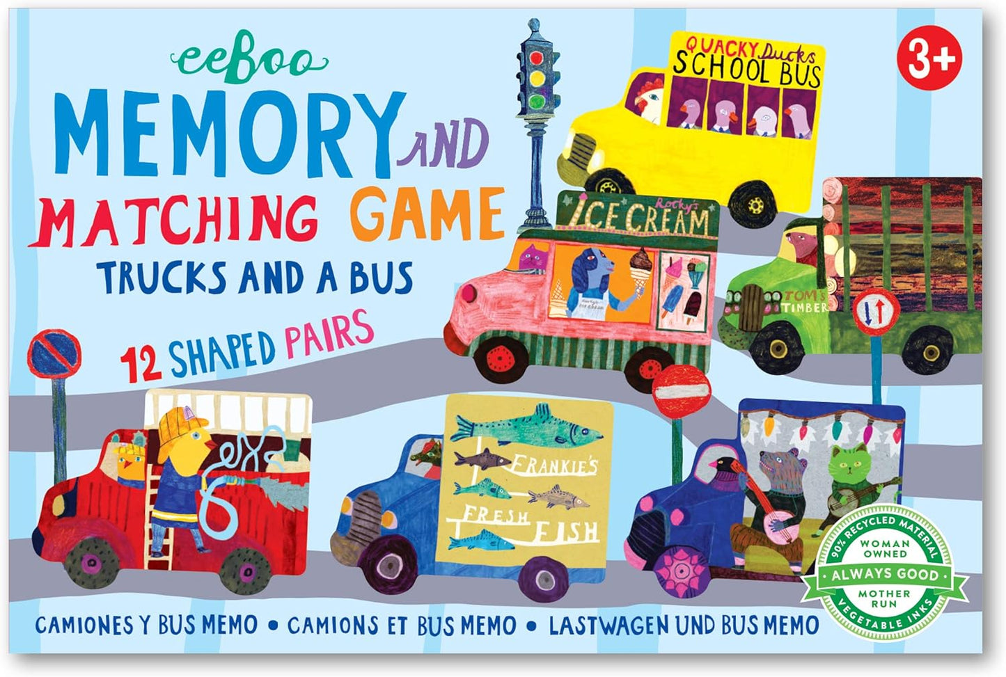 eeBoo: Memory and Matching Game- Little Trucks and a Bus- 24 Pairs, Develops Recognition, Concentration & Memory Skills, Age 3+