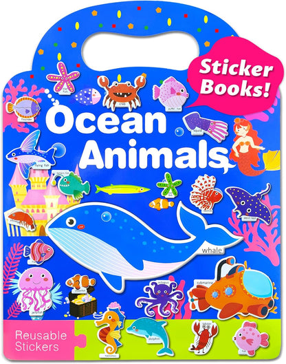 Benresive Reusable Sticker Book for Toddlers, Stickers for Kids, Travel Toys for Arts & Crafts Activities, Birthday Gift for Boys & Girls, Animals Dinosaurs Insects Themes