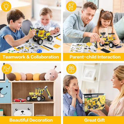 Lucky Doug STEM Building Projects Model Train Set Toys for Boys Kids 8 9 10 11 12 Years Old and Older - 340 PCS DIY Metal Building STEM Toys