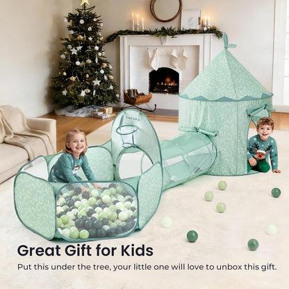 Tiny Land Play Tunnel and Ball Pit for Toddlers, 5pcs Indoor Playground - Foldable Pop Up Tents with Carry Bag, Outdoor Playhouse with Crawling Toys & Play Tent, Gift for Boys and Girls