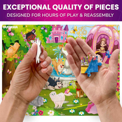 QUOKKA Puzzles for Kids Ages 4-6 - Set of 4x60 Jigsaw Puzzles for Toddlers 3-5 - Unicorn Princess Animals Toys for Children 6-8 yo - Gift Educational Game for Boys & Girls