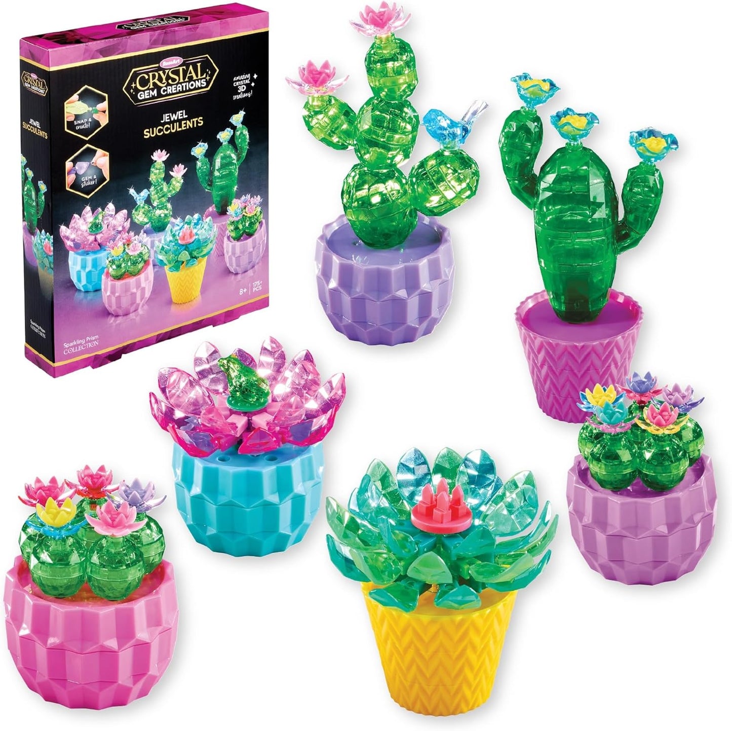 Cra-Z-Art Crystal Gem Creations Jewel Succulents Kit by RoseArt, 175+ Pieces, Great for Adults, Tweens and Children Ages 8+
