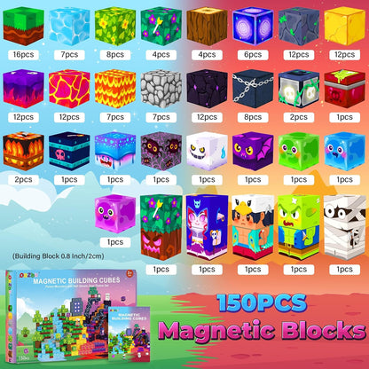 Magnetic Blocks, Magnetic Tiles Building Blocks, Magnet Cubes Toddler Kids Toys, Sensory STEM Toys for 3-5 4-6 5-7 6-8 Year Old Boys Girls Easter Birthday Gifts Travel Outdoor Kids Games (0.8IN/2CM)