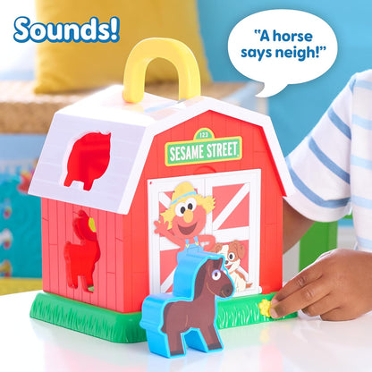 Sesame Street Elmo's Learn & Sort Barn with Music and Sounds, 6-Pieces, Teaches Toddlers Shapes, Sounds, and Problem-Solving Skills, Toy for Girls, Boys, Kids, Ages 2 and Up by Just Play