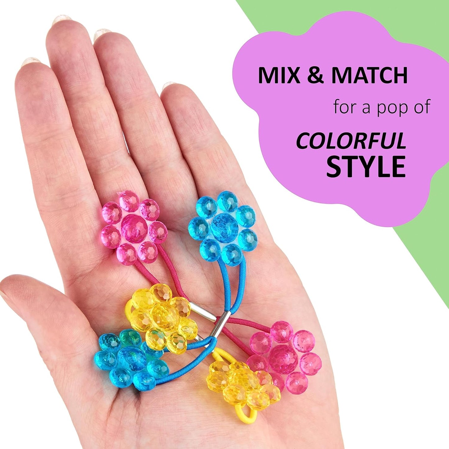 20pc Ponytailers Balls Elastics 18mm Round Opaque Multicolored Twin Beads Bauble Holders Toddler Kids Braiding Styling