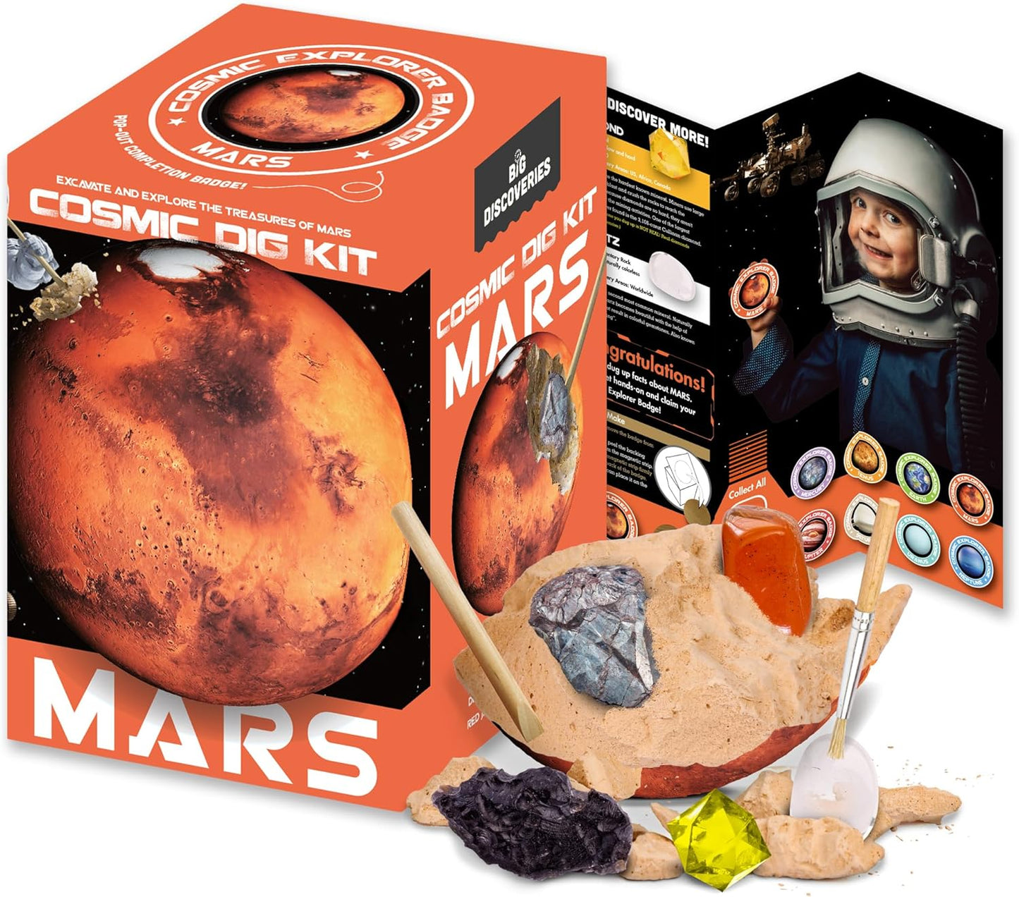 Cosmic Dig Kit by Big Discoveries - Explore The Planets of The Solar System with Gem & Fossil Excavation Kits for Kids | STEM Toy Science Dig Kits with Gemstones for Boys and Girls