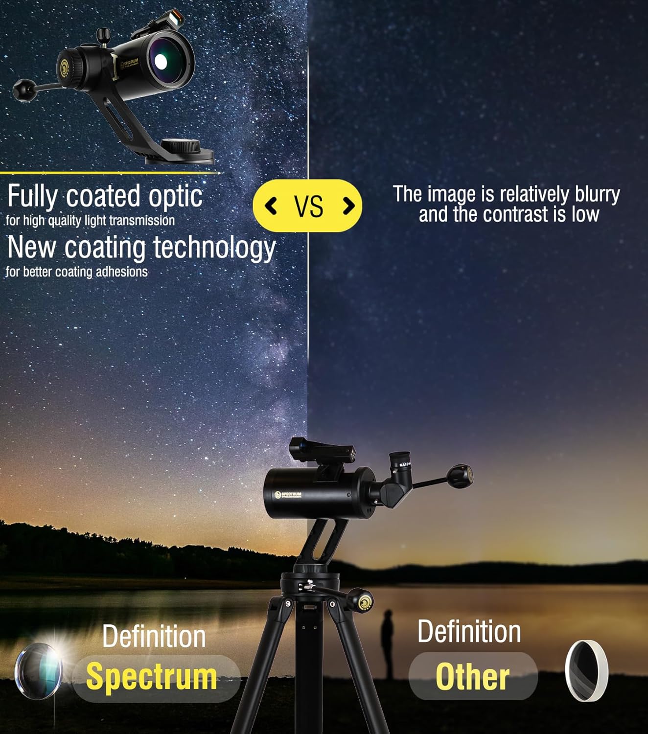 SpectrumOI Telescope for Kids, Telescope for Adults Astronomy Gifts for Kids 8-12 - Premium Refractor 70mm Aperture with Carry Bag and Phone Holder