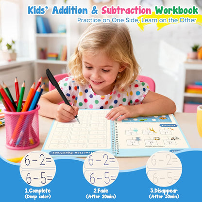 AALGO Handwriting Book Practice for Kids,Reusable Grooved Handwriting Books, Writing Practice for Kids Age 3-5