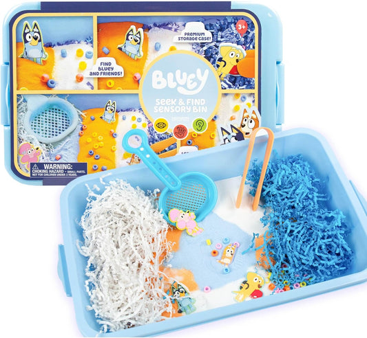 Bluey Stackable Sensory Case, Reusable Sensory Bin with Stickers, Sensory Play Sand Bags, Coloring Activities, Toddler Activities, Sensory Toys, Sensory Toys for Toddlers 1-3