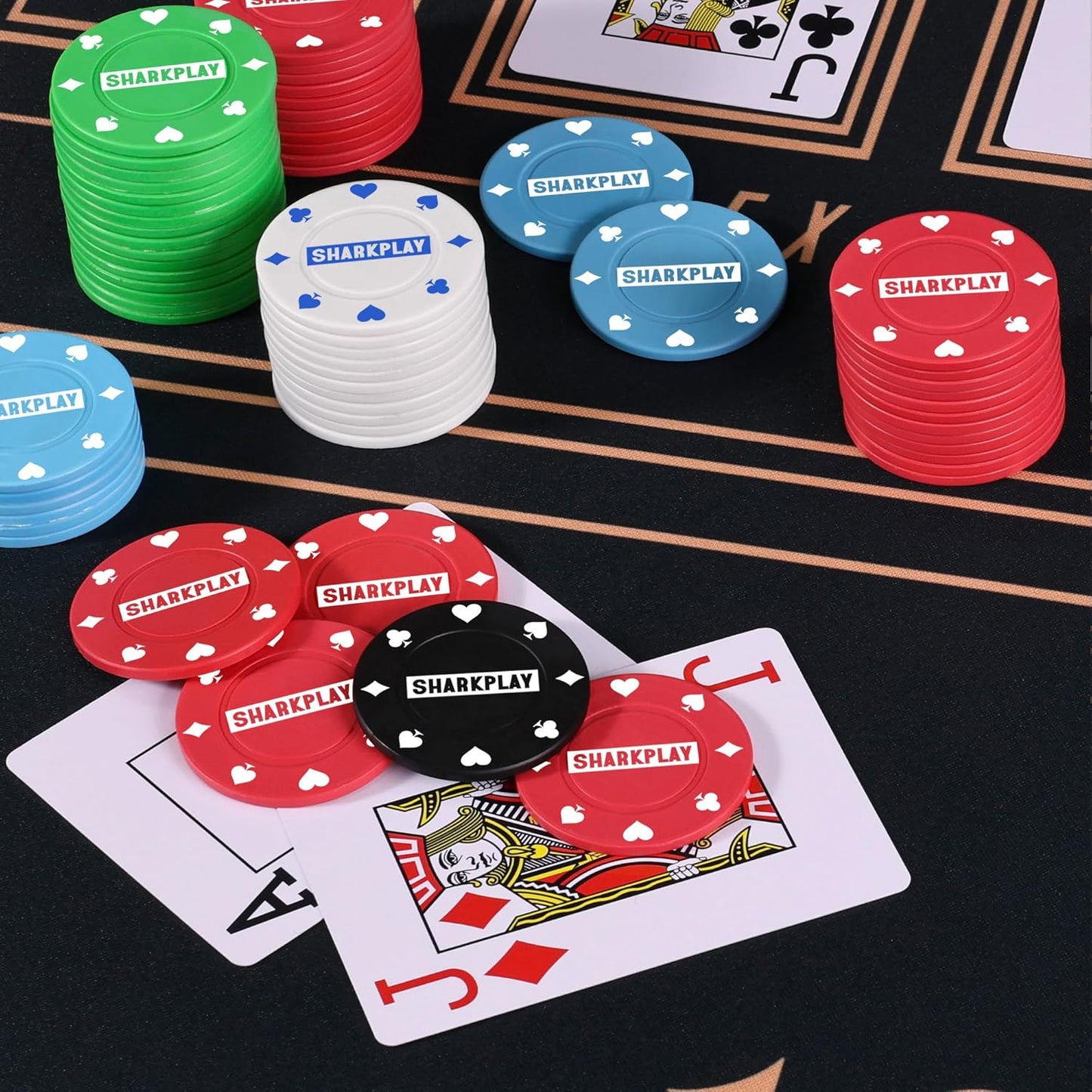 Plastic Poker Chips Set with Storage Box for Blackjack, Texas Hold'em, Night Poker Games