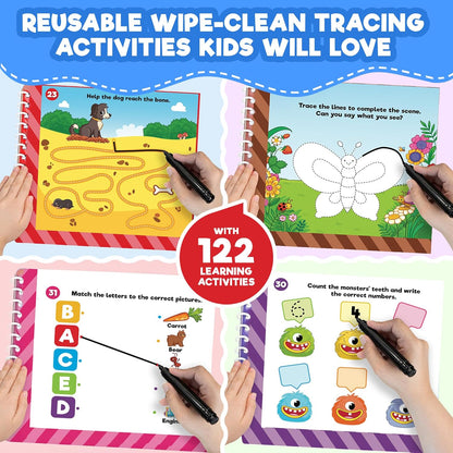 Doctor Jupiter Preschool Tracing Books for Kids Ages 3-5 | 100+ Wipe-Clean Learning Activities - Kindergarten Workbook with Lines, Shapes, Letters & Numbers | Educational Toys, Writing Practice