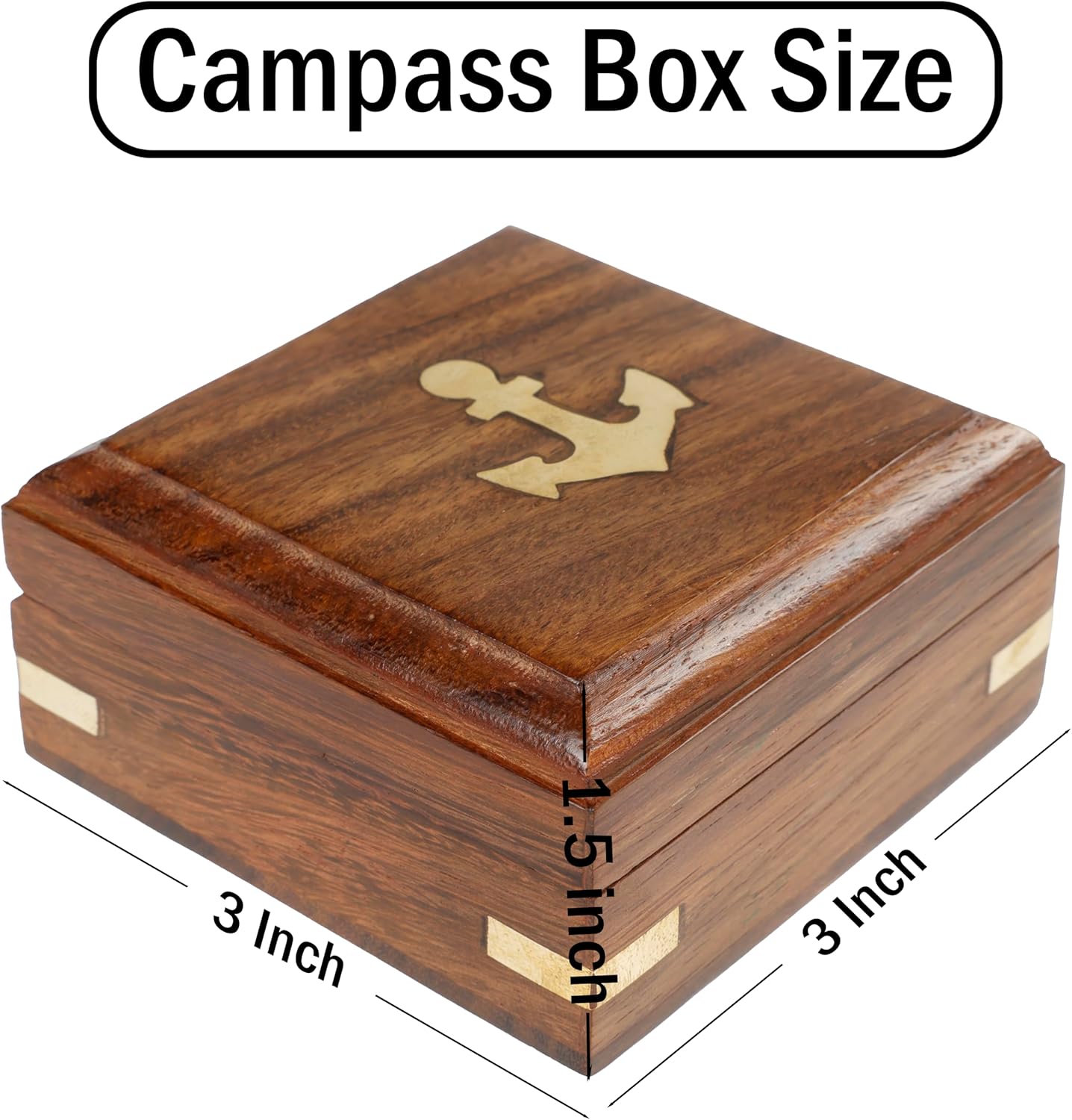 Compass with Stamped Wooden Case