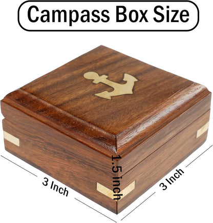 Compass with Stamped Wooden Case