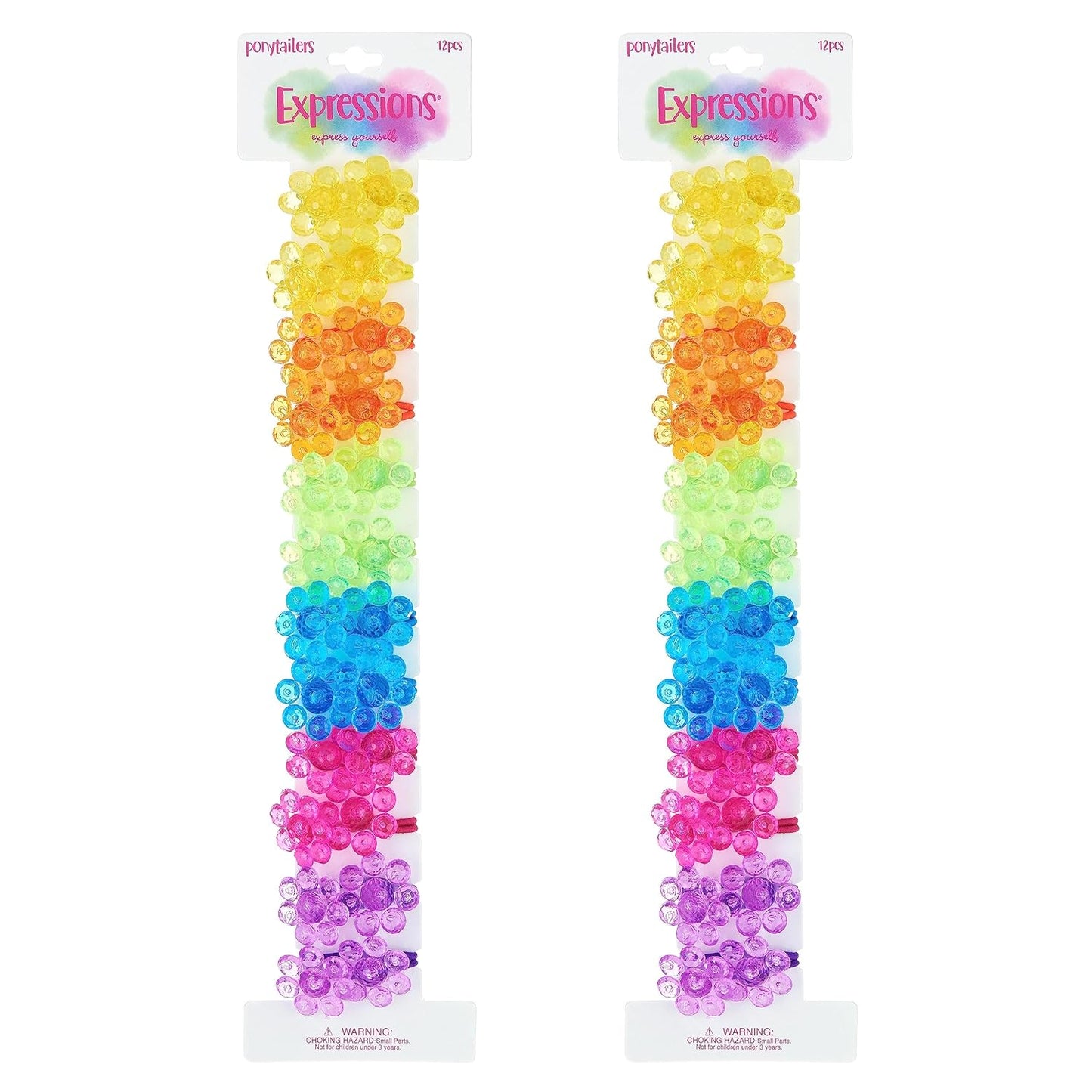 20pc Ponytailers Balls Elastics 18mm Round Opaque Multicolored Twin Beads Bauble Holders Toddler Kids Braiding Styling