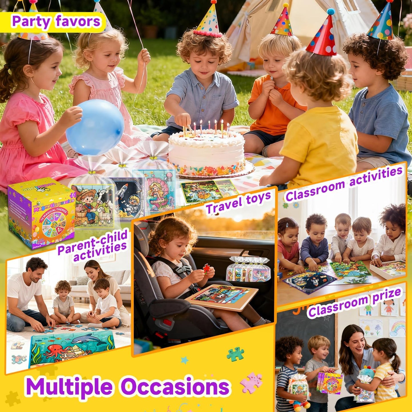 24 Pack Easter Party Favors for Kids, Magnetic Puzzle Books Bulk for Toddlers 3-5 & Kids 4-8, Goodie Bag Stuffers, Classroom Prizes, Birthday Return Valentine’s Day Gifts, Travel