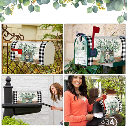 Tiamon Monogrammed L Mailbox Covers Magnetic Eucalyptus Welcome Letter Box Wrap Standard Size 21x18 Inch Spring Summer Leaves Mailbox Decor Eucalyptus Letter Numbers Decoration for Outdoor Garden Yard