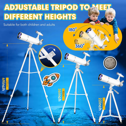 Hawkko Telescope for Adults & Kids Beginners, 80mm Aperture 500mm Telescopes for Adults Astronomy, (20X-150X) Portable Refractor Telescope Kit with Decorate Stickers, Backpack, Phone Adapter-BlackBlue