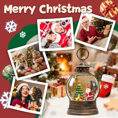 Christmas Snow Globes Lantern, Church and Christmas Tree Christmas Decorations Indoor, 6H Timer Battery & USB Powered Light Up Musical Snow Globes for Kids Women Adults Gift Thanksgiving Home Decor