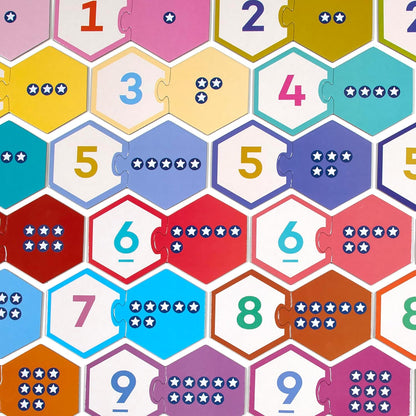eeBoo Hexagon Puzzle Pairs - Rhyming Words, 33 Self-Correcting Pairs, Match Sounds to Images, Pre-Reading Activity for Preschool Kids Ages 3 and up
