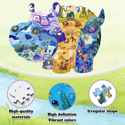 GIVEITALL Irregular Animal Puzzles for Kids Ages 4-6 6-8 8-10 10-12 Year Old,Panda Puzzle 180 Pieces Enlightening Floor Puzzle Game Creative Gifts for Boys Girls (Panda)