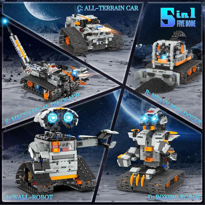 5in1 STEM Building Toys for Kids 6-14, Remote & APP Controlled Mech Robots/Heavy Tanks/Tracked Racer STEM Building Kit for Kid Science Learning, 552 Pcs DIY Erector Sets Gifts for Boys & Girls