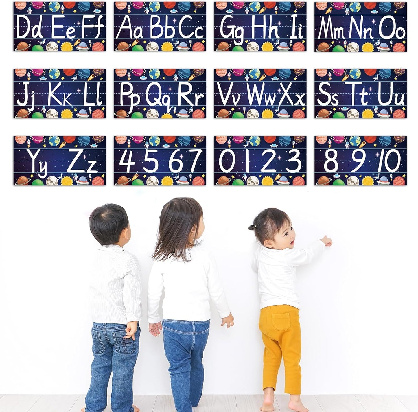 gisgfim 12 Pieces Alphabet Bulletin Board Strips Set Boho Rainbow Alphabet Line ABC Alphabet Banner & Number Border Posters for Preschool Kindergarten Classroom Playroom Bedroom (Boho)