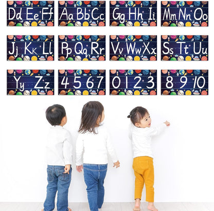 gisgfim 12 Pieces Alphabet Bulletin Board Strips Set Boho Rainbow Alphabet Line ABC Alphabet Banner & Number Border Posters for Preschool Kindergarten Classroom Playroom Bedroom (Boho)