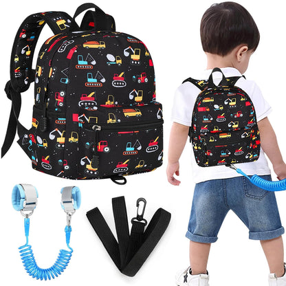 Accmor Toddler Backpack Leash, Mini Child Backpack with Anti Lost Wrist Link, Cute Kids Backpack Leash Walking Harness for Outdoor Travel, Small Excavator Backpack Tether for Baby Boys Girls Ages 1-3