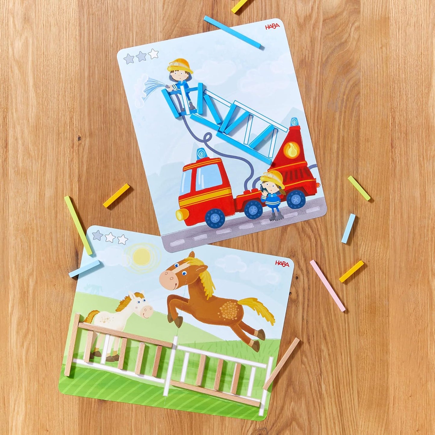 HABA Stabix Wooden Arranging and Matching Game: Montessori Toys for 3+ Year Old, Fine Motor Games Activity & Preschool Learning Toys