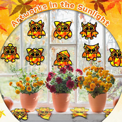 32 Sets Outer Space Suncatchers Craft Kit DIY Window Stained Glass Effect Planet Astronaut Alien Paper Crafts Home School Classroom Decoration Kid Birthday Gift Creative Art Project Activity Game - Colors B