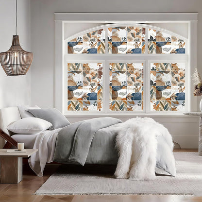 DKTIE Wooden Blinds Pattern Decorative Window Privacy Film, Sun Blocking Heat Control, Static Cling No Glue, with Installation Tools, Stained Glass Window Film (S531, 17.7" x 78.7")