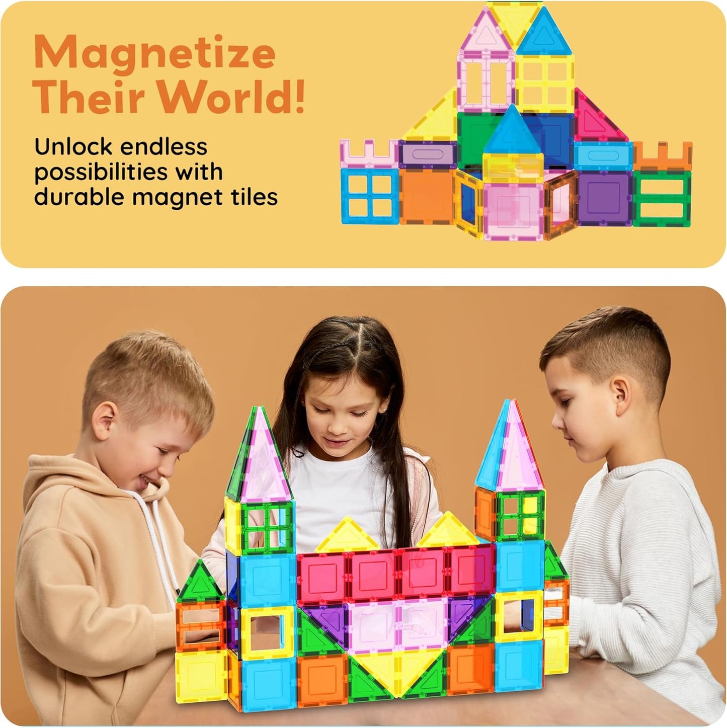 PicassoTiles Magnetic Building Block Set Geometry Shape Magnet Tiles Construction Toy STEM Learning Kit Educational Playset Playboard Pretend Play Stacking Blocks Child Brain Development PT16