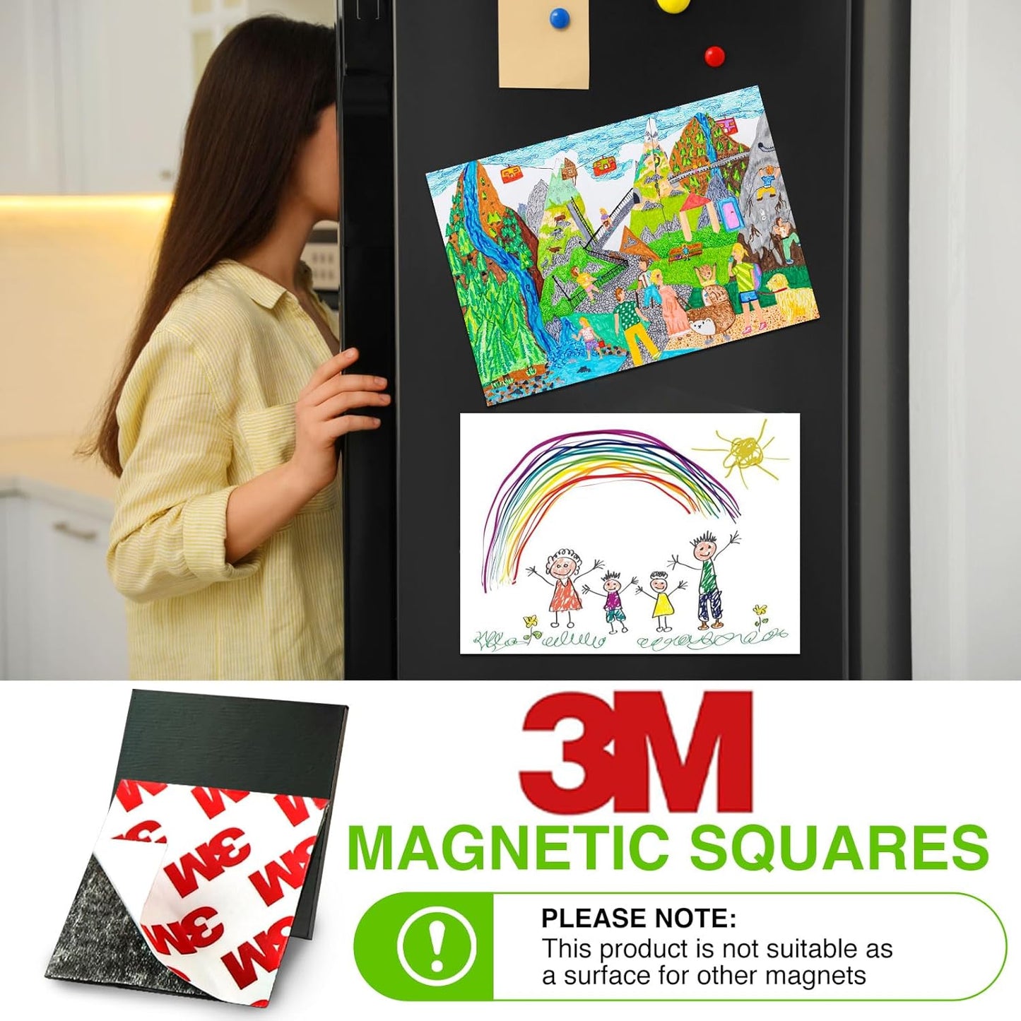 Magnetic Squares with Adhesive Backing(36PCS Each 1.5" x1.5"),Pre-Cut Self Sticky Magnets as Back to School Supplies,Peel and Stick for Cards/Picture/Poster (80mil Magnet)